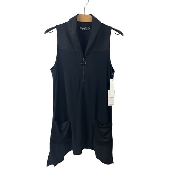 NEW Sympli Black Foxy Jersey & Faux Suede Smock Size 10 - Picture 2 of 8